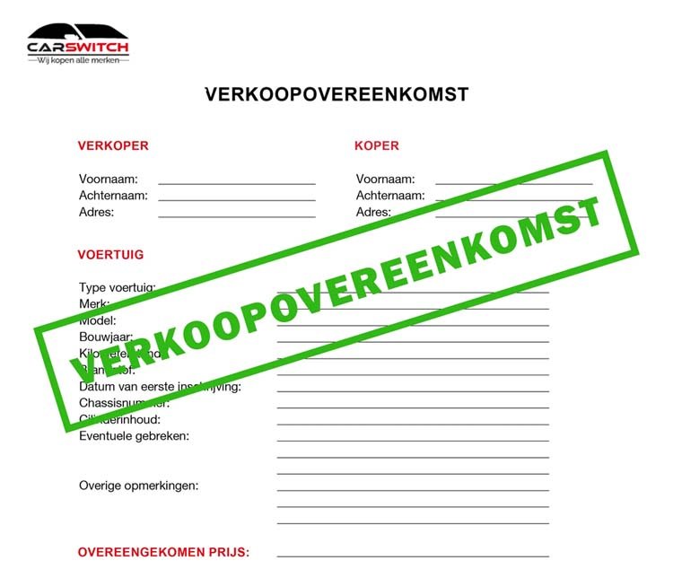 voorbeeld verkoopovereenkomst